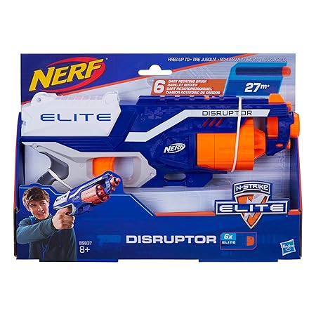 Nerf Disruptor Elite Blaster β 6-Dart Rotating Drum, High-Powered Foam Fun for Kids, Teens & Adults, Great Gift!