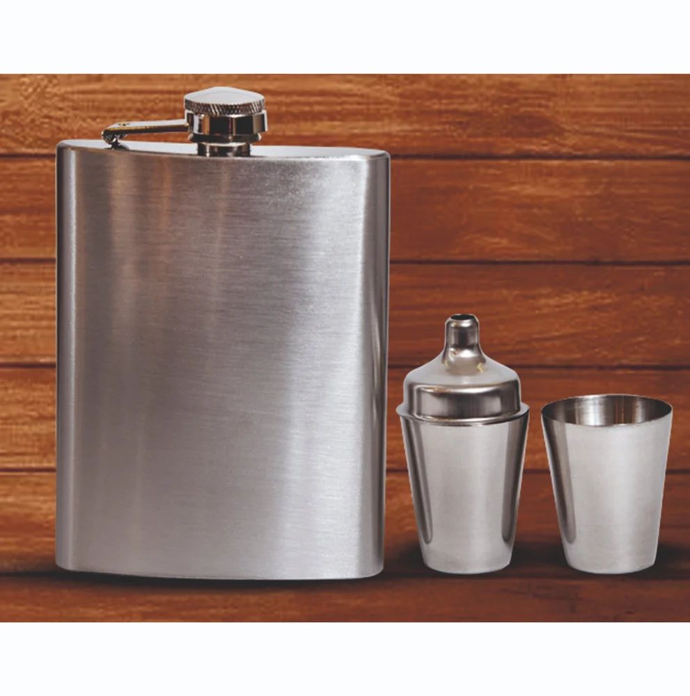 Elegant Stainless Steel Hip Flask Gift Set – Premium 4-Piece Bar Companion