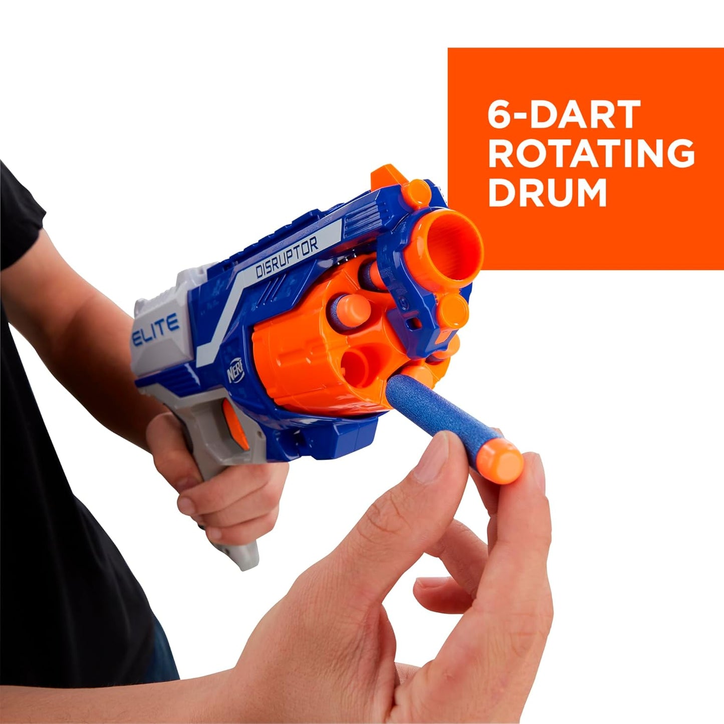 Nerf Disruptor Elite Blaster β 6-Dart Rotating Drum, High-Powered Foam Fun for Kids, Teens & Adults, Great Gift!