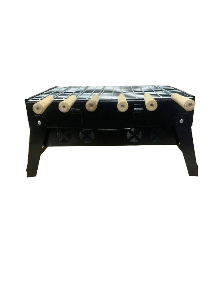 Heavy-Duty Charcoal Barbecue Grill with Wooden Handles – Portable & Foldable BBQ Pit