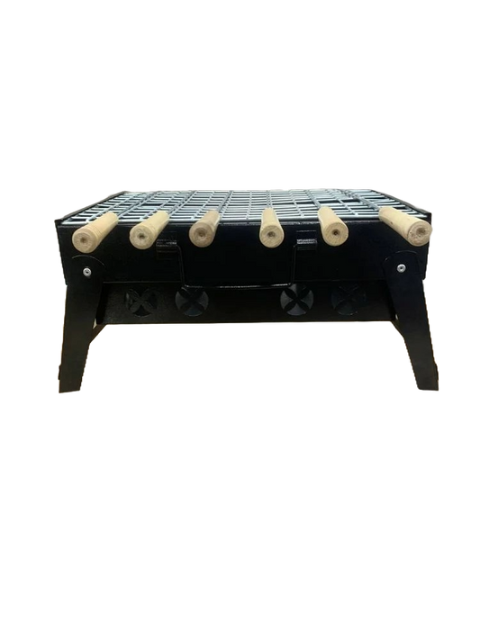 Heavy-Duty Charcoal Barbecue Grill with Wooden Handles – Portable & Foldable BBQ Pit