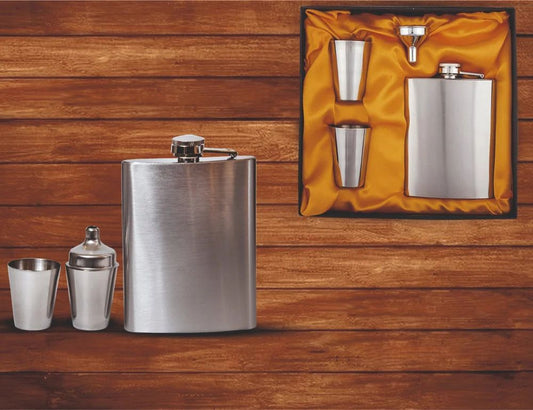 Elegant Stainless Steel Hip Flask Gift Set – Premium 4-Piece Bar Companion