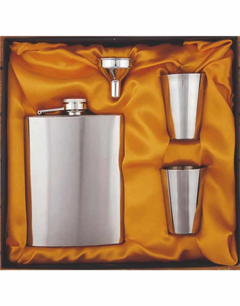 Elegant Stainless Steel Hip Flask Gift Set – Premium 4-Piece Bar Companion