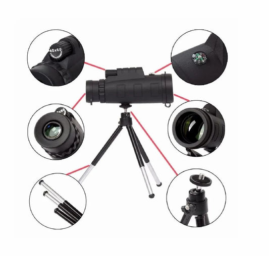 40x60 HD Monocular Telescope with Tripod & Smartphone Adapter – Compact, Waterproof & High Zoom Scope